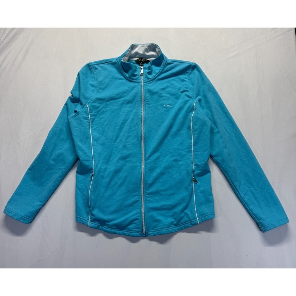 Lauren Ralph Lauren Track Jacket Womens XL Blue Full Zip Athleisure Gym Training